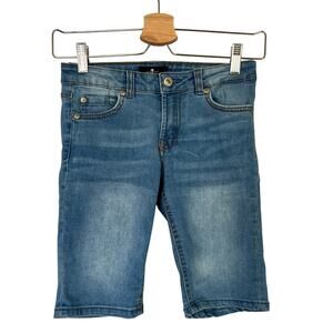 7 For All Mankind Girls Denim Bermuda Denim Shorts Medium Wash Blue Girl's Sz 10